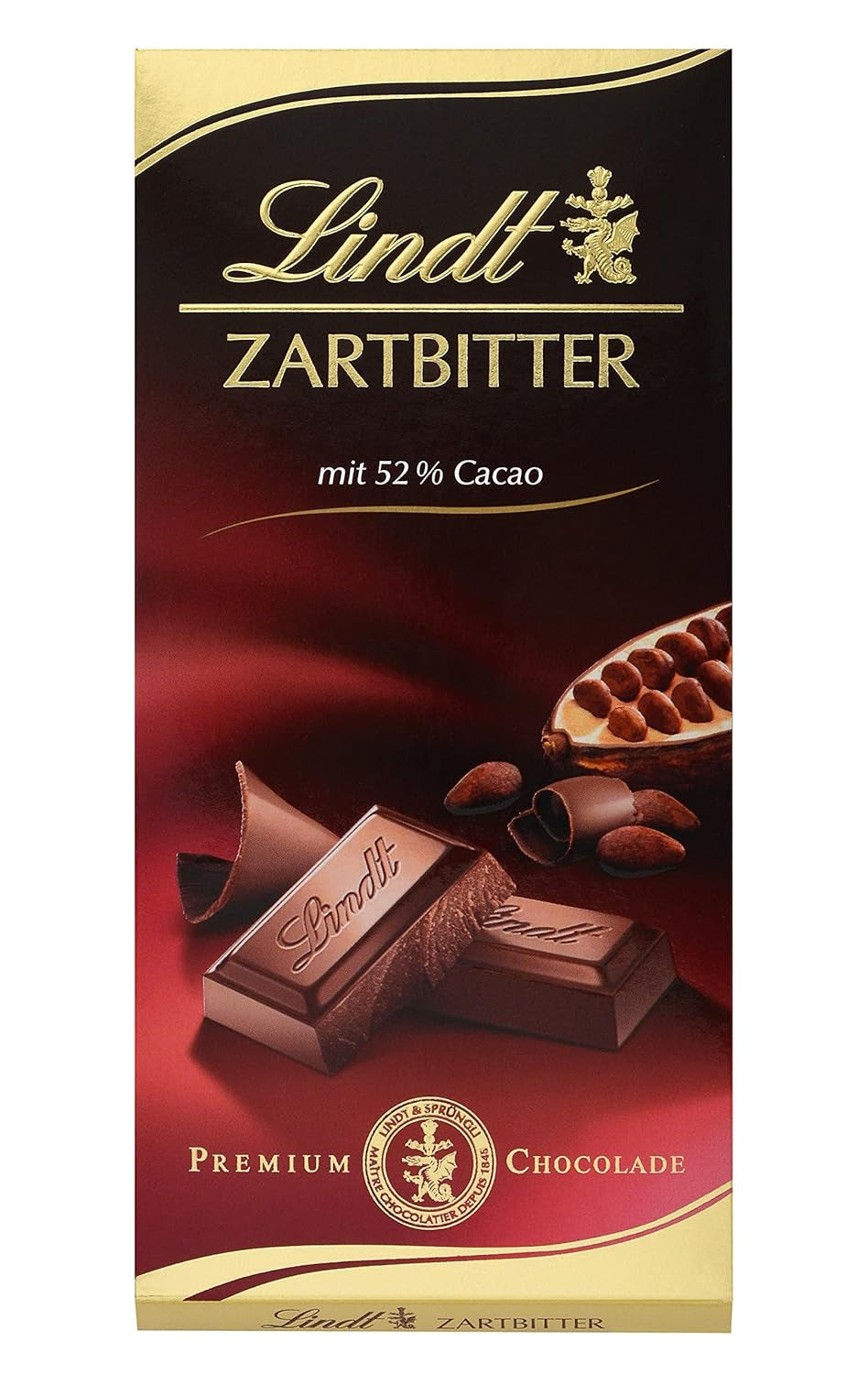 Ciocolata Lindt cu lapte integral fara zahar adaugat și fără gluten, 100 grame Bomboane de Ciocolata Naty Shop 100 grame Ciocolata Amaruie 52% cacao