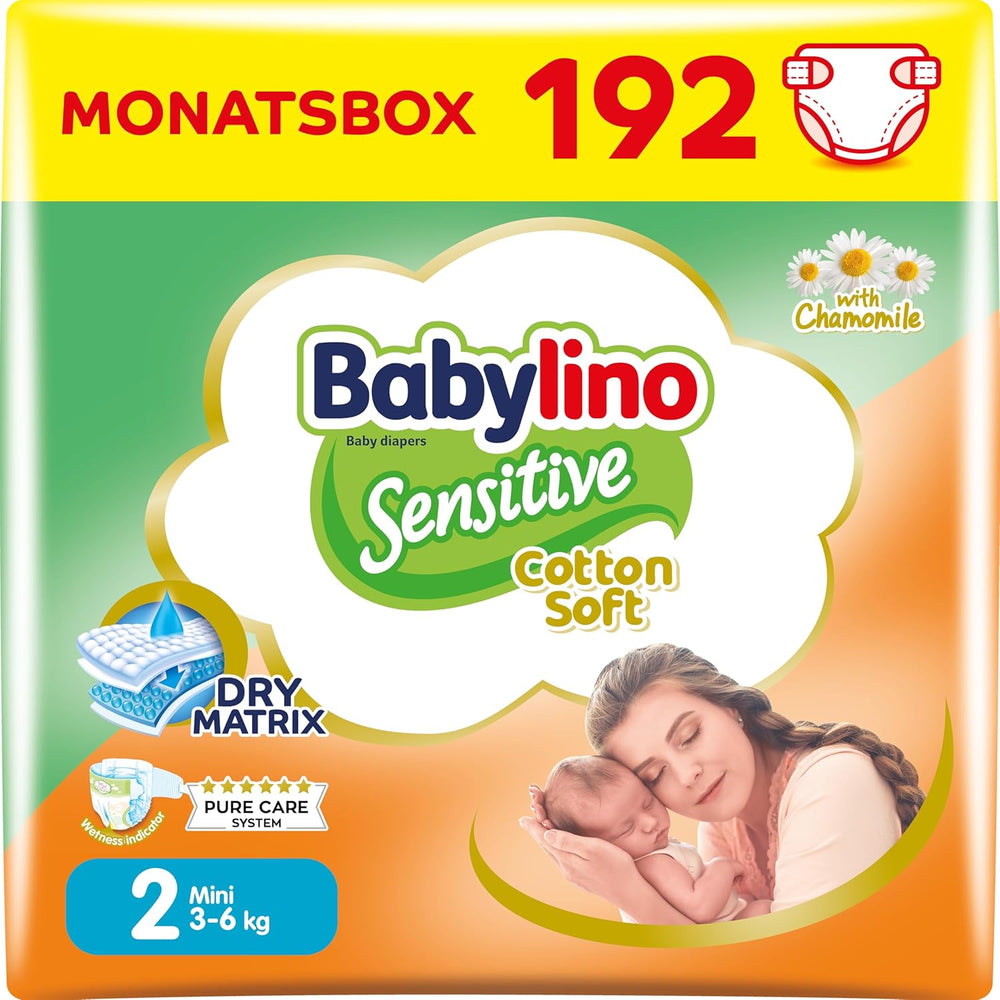 Couches pour bébés sensibles, taille 2, mini (3-6 kg), 192 couches