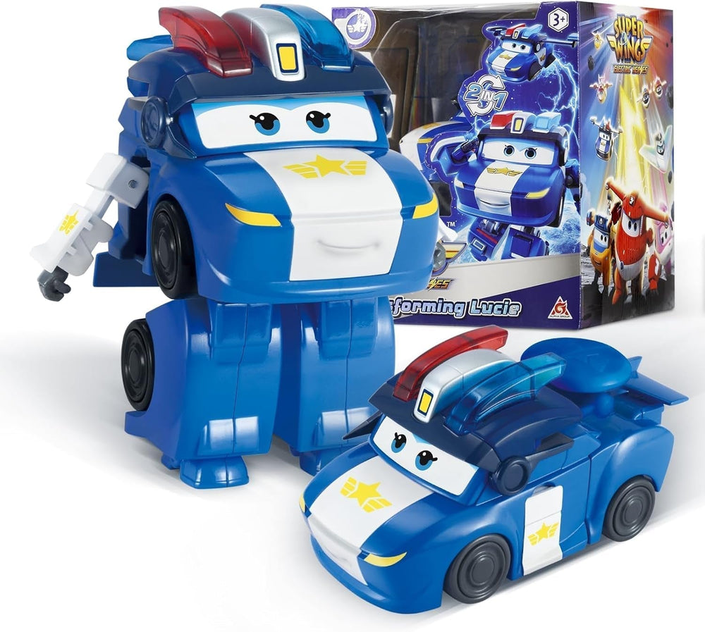 Avion de transformation Super Wings, voyageur suralimenté, env. Grande figurine de jeu pour enfants de 12,7 cm, jouet avion et robot pour garçons et filles, 3+ figurines d'action argentées Naty Shop Lucie