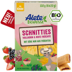 Alete Bio Schnitties, grains entiers et fruits rouges 6 x 22 g Mère et Enfant Naty Shop