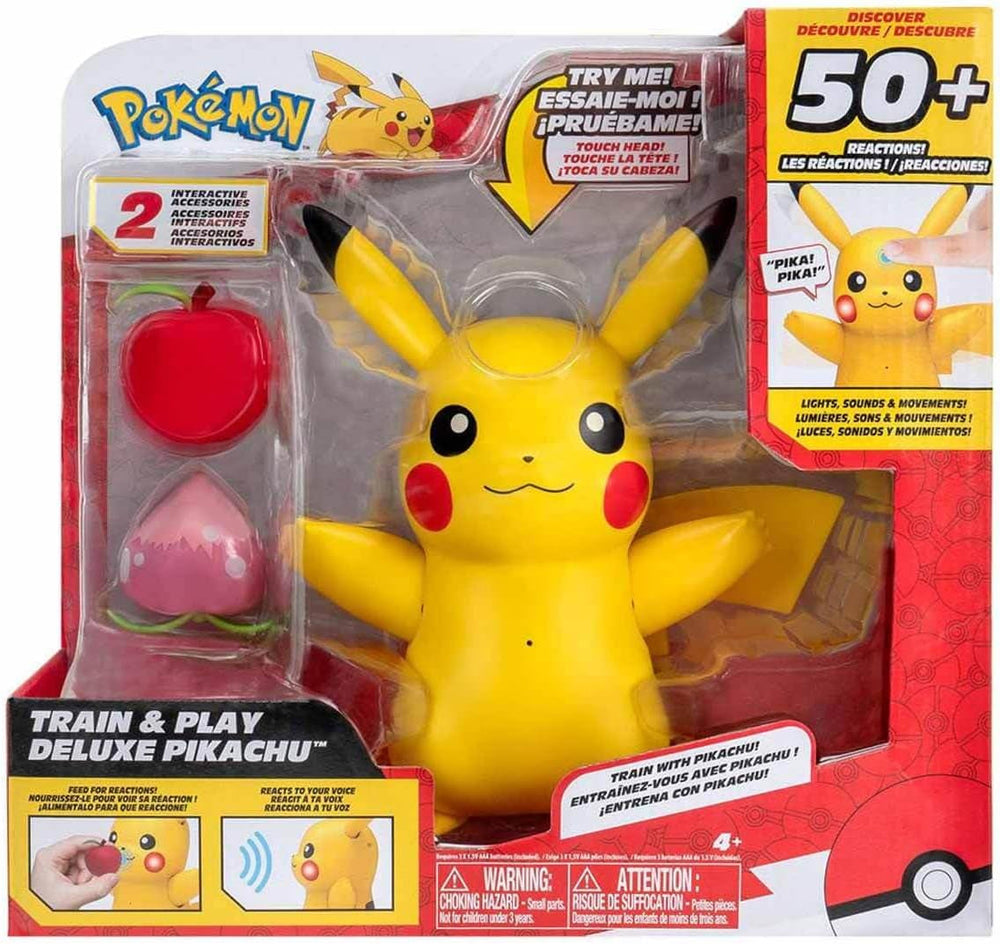 Pokémon PKW3330 - Deluxe Mon Partenaire Pikachu, Pikachu Officiel avec lumière, son et mouvement Figurines Naty Shop