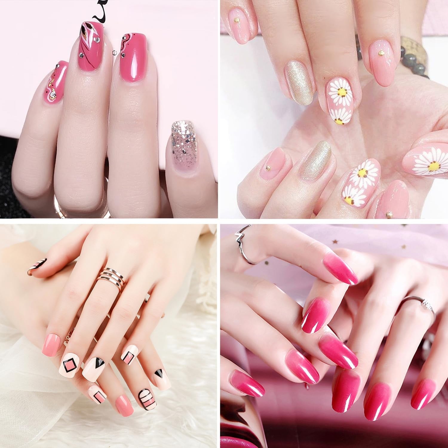 6 pcs Nagel Pinsel Set, Double Fin Nageldesign Pinsel, Acrylique Nail Art Pinsel Set Nail Art Liner Pinsel Dotting Tool pour DIY Nail Art Design (Mit 1 Schwammbürste)