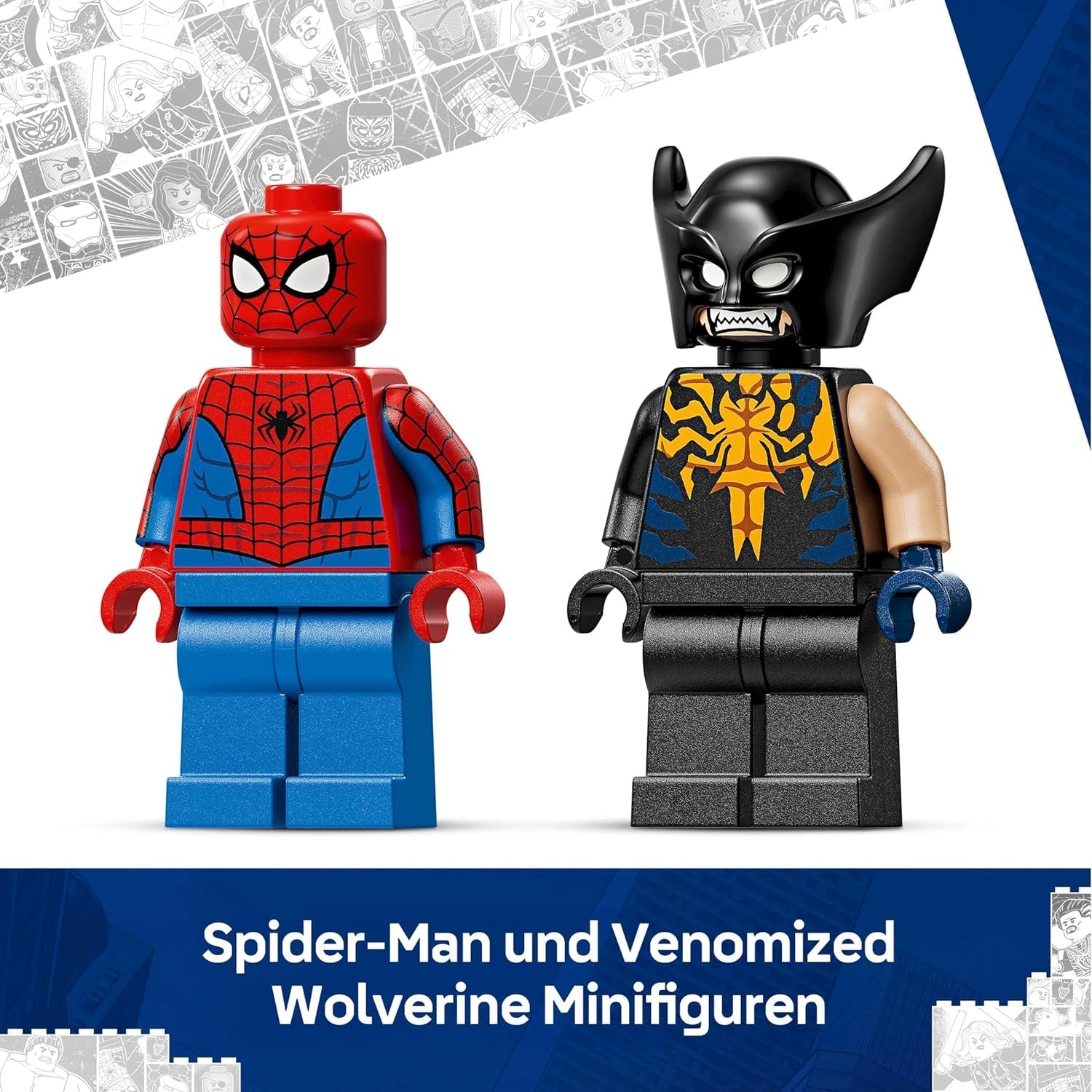 LEGO | Marvel Spider-Man Auto vs. Venomized Wolverine - Superhelden Spielzeug mit Spielzeugauto - Konstruktionsspielzeug mit 2 Minifiguren und 2 Shooter - Geschenk für Jungen ab 7 Jahren - 76336