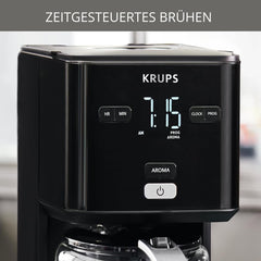 Machine à café Krups Smart'n Light avec minuterie, pour 1,25 litre de café filtre, fonction maintien au chaud, arrêt automatique, noir, KM600810