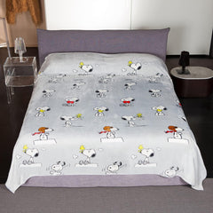 Kanguru Lit, couvre-lit, couverture polaire pour lit double, couverture en microfibre, Snoopy Peanuts GRIS, 230X230Cm, couverture d'été, couvre-lit pour chambre Lits et Couvertures Besuche den Kanguru-Store 230 X 230 lit double Snoopy gris