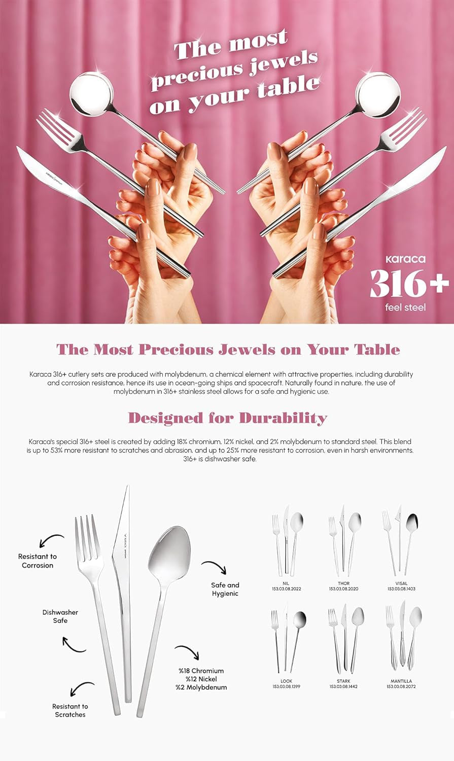 Karaca Amour, set de 84 couverts pour 12 personnes Cuisine Naty Shop