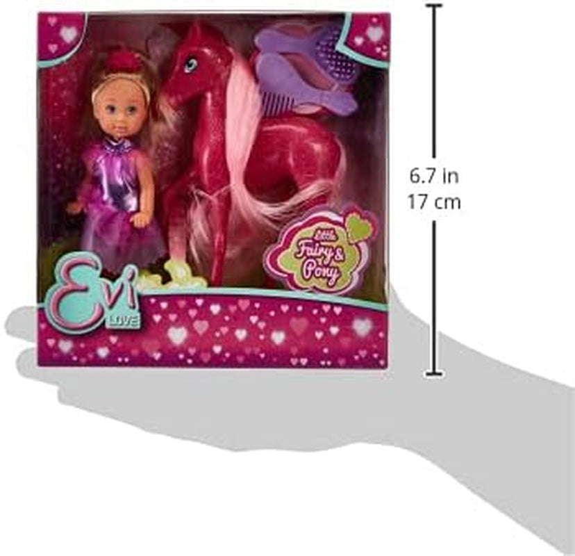 Simba 105738667 - Evi Love Little Fairy & Pony, Spielpuppe als Prinzessin mit Fantasie Pferd, 12cm, ab 3 Jahre