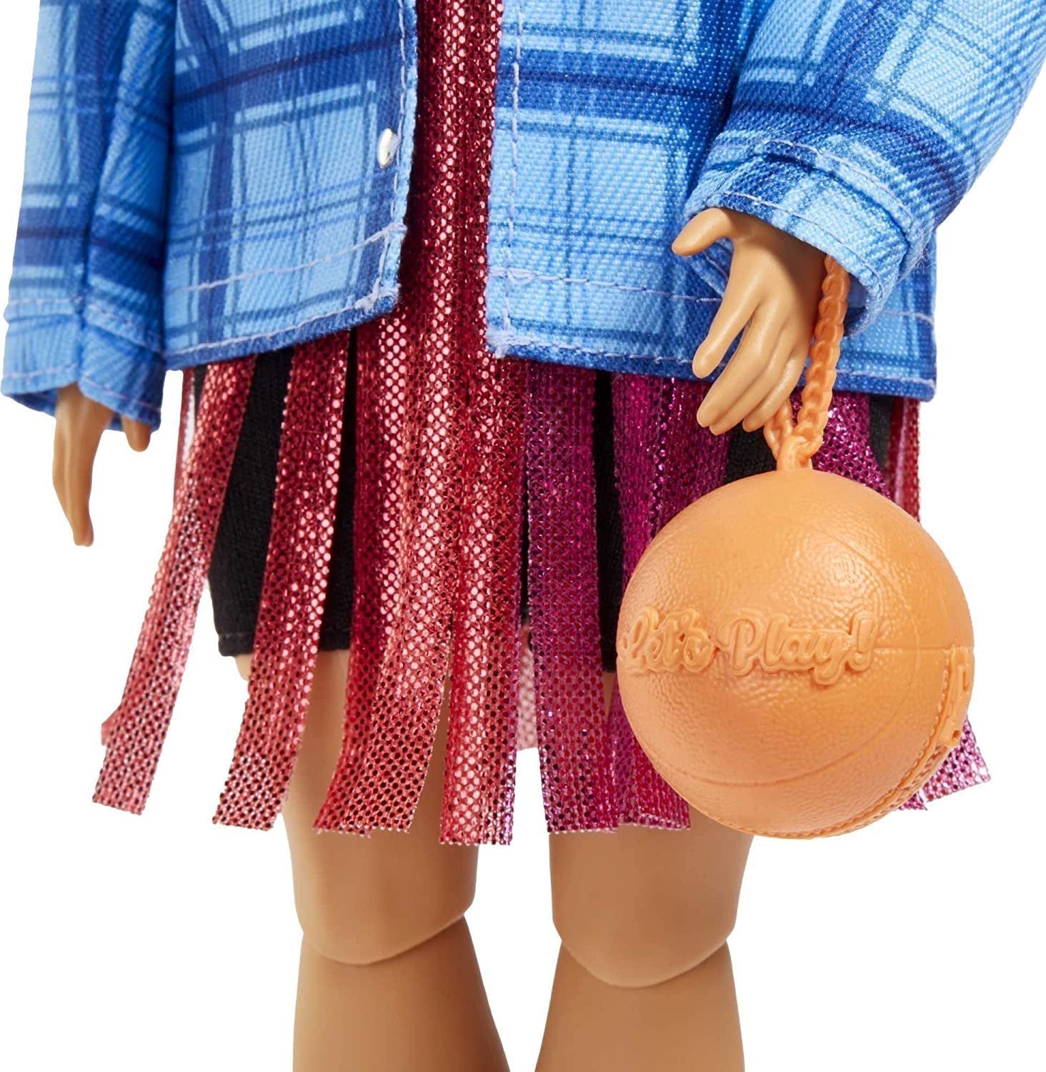 Barbie HDJ46 - Poupée supplémentaire en robe avec maillot de basket et accessoires, avec animal Corgi, cheveux bouclés extra longs avec mèches roses et articulations flexibles, jouet cadeau pour enfants à partir de 3 ans Naty Shop Dolls