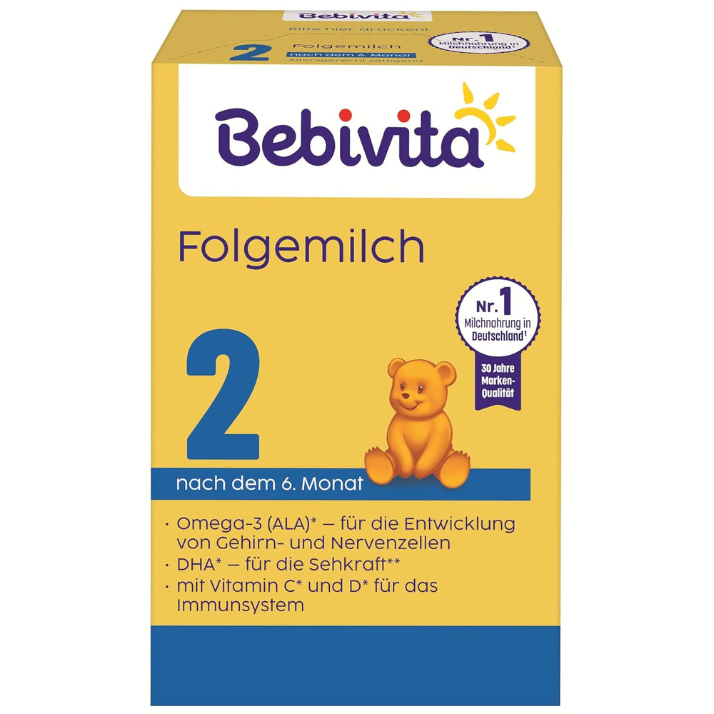 2 Folgemilch (4 x 500g), par 6. Monat, avec Vitamine C et D, Oméga-3 (DHA), modifiés sättigend