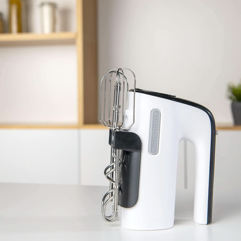 Taurus Station Inox - Standrührgerät Für Bakewaren, 500W, 5 Geschwindigkeiten, Turbofunktion, 2 Arten Von Rührstäben : Kneten Und Mixen, Weiß/Schwarz Mother and Child Naty Shop