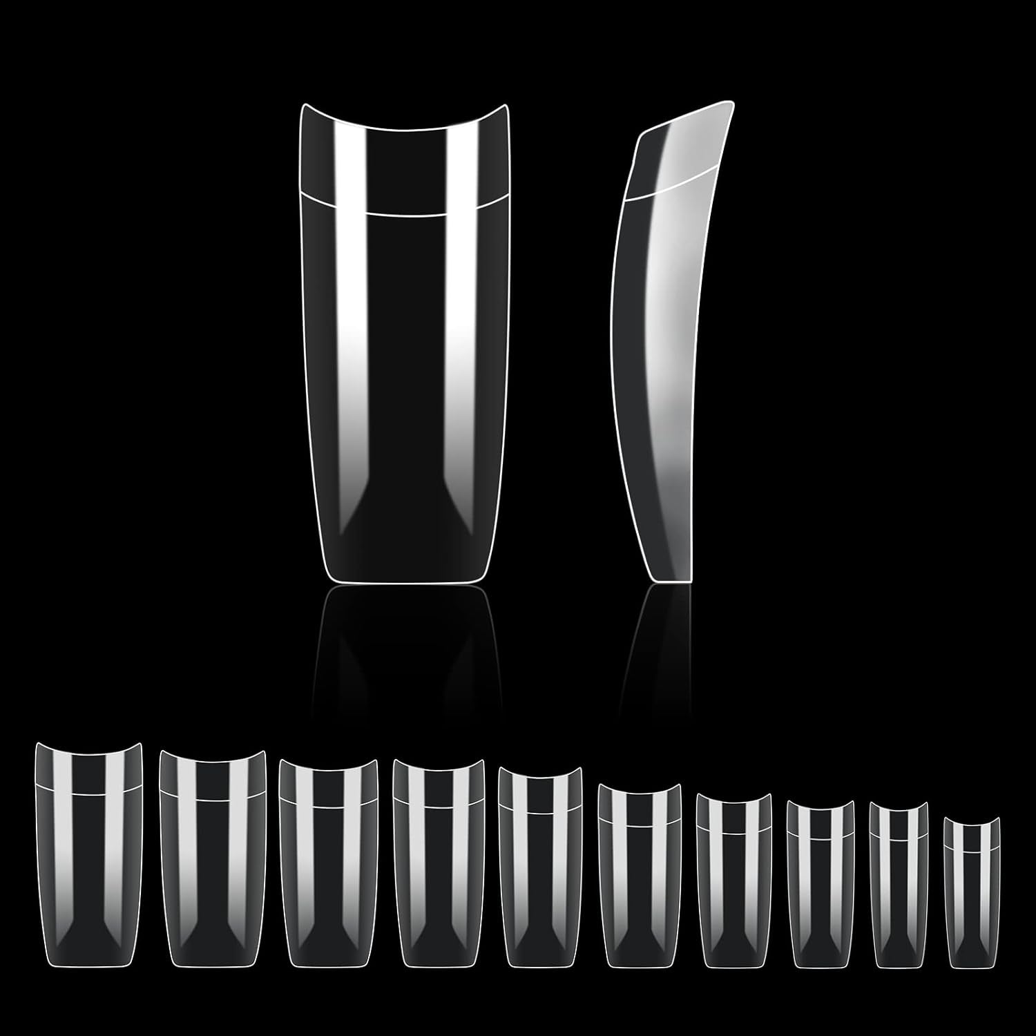 Tipuri de unghii, 500 bucăți de vârfuri de unghii false acrilice artificiale cu cutie de depozitare pentru saloane de unghii și nail art DIY acasă, 10 dimensiuni