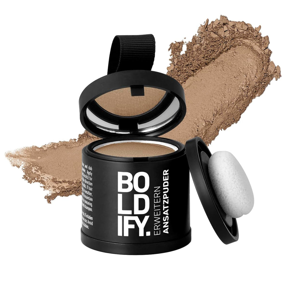 BOLDIFY Root Powder 4g - Correcteur de cheveux épaississant pour femmes et hommes 48h Couverture grise Maquillage imperméable pour dissimuler les racines (Noir) Naty Shop Teinture capillaire Blond moyen 10G (1 paquet)