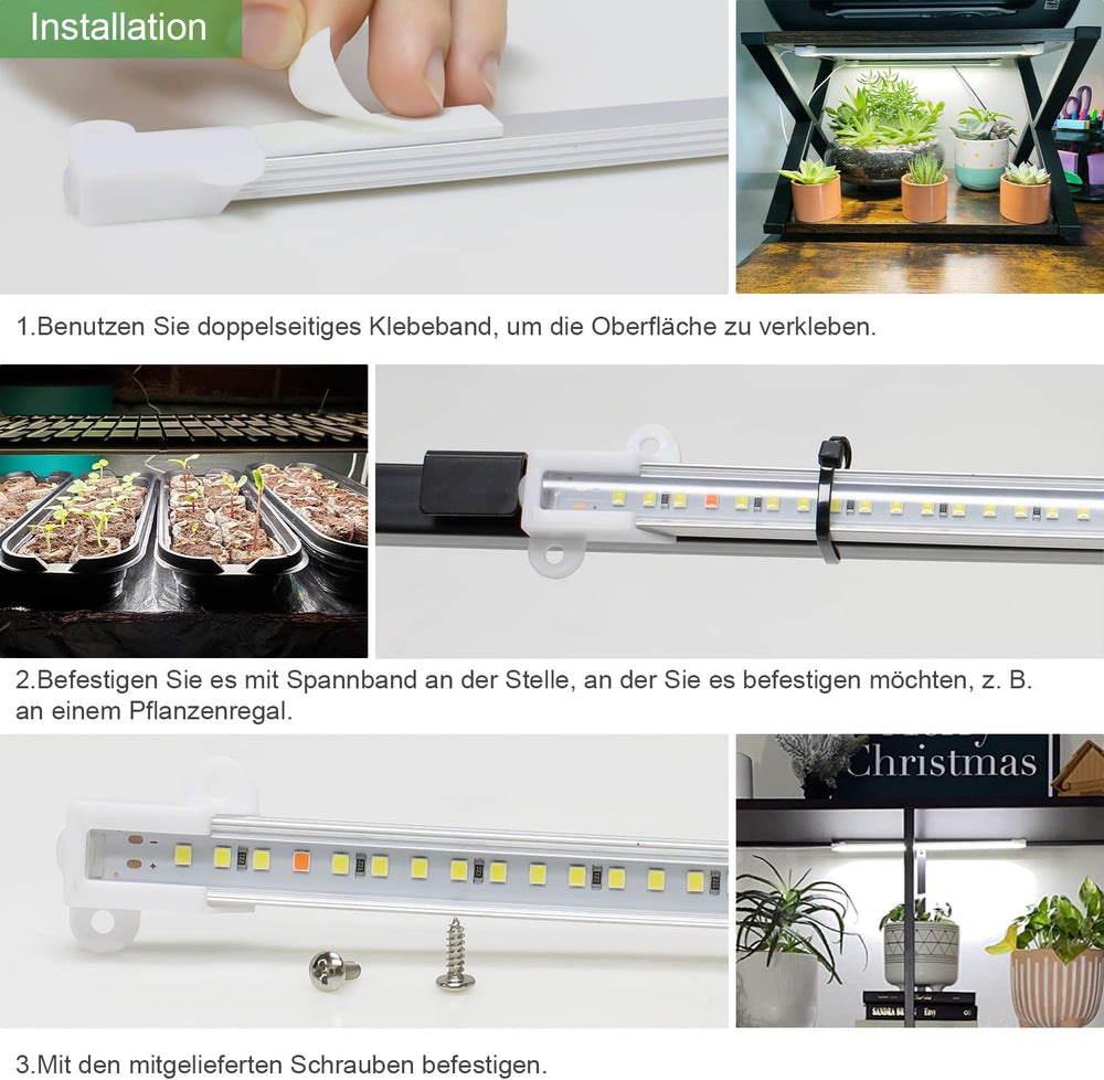 Wiaxulay Lampe LED à Spectre Complet pour Plantes 6000K à Spectre Complet pour Plantes d'intérieur avec minuterie de 6/12/16 Heures 5 Niveaux réglables pour étagère de Plantes succulentes hydroponiques 2 pièces