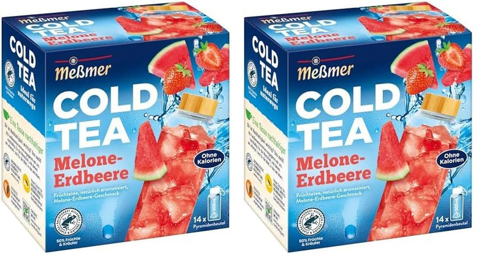 Meßmer Cold Tea Trinkpause Zmeură | Ceai de fructe, aromatizat natural, cu gust de zmeură | Ediție limitată | Pentru infuzie rece | 14 pliculețe piramidale