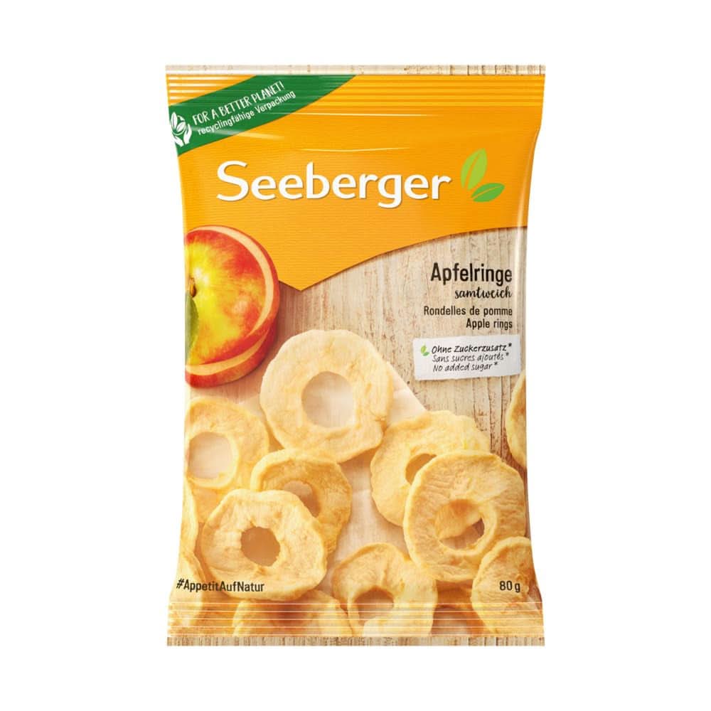 Seeberger, tranches de pommes séchées de la meilleure qualité, sans sucre ajouté, 10 x 80 grammes Naty Shop produits déshydratés 10 x 80 grammes