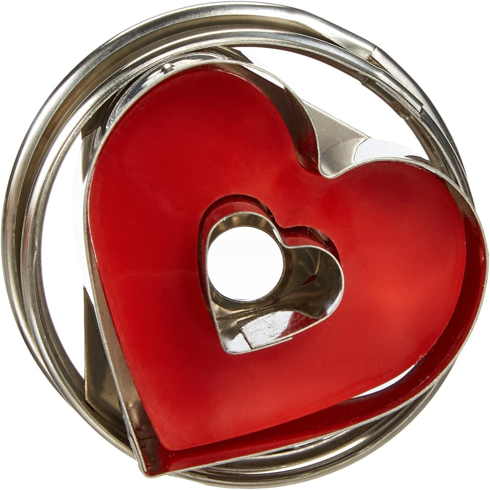 Städter 966353 Emporte-pièce éjecteur, forme cœur, acier inoxydable, diamètre 4,8 cm, argent/rouge, 4,8 x 4,8 x 4,8 cm