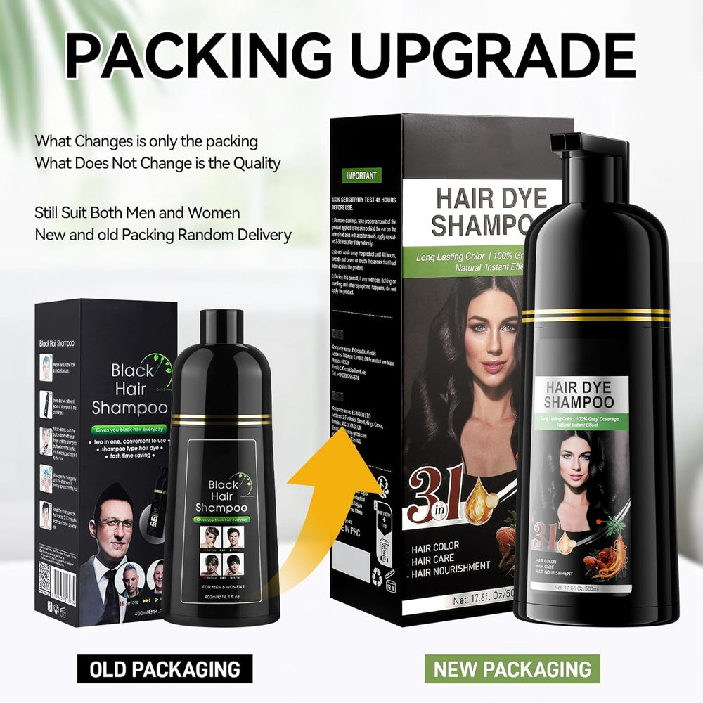 Shampoing Instantané Cheveux Noirs, Shampoing Teinture Naturelle, Couverture 100% Gris - Facile et Rapide, Coloration Semi Permanente pour Cheveux Noirs, Shampoing Teinture Capillaire pour Homme et Femme Coloration Cheveux Naty Shop