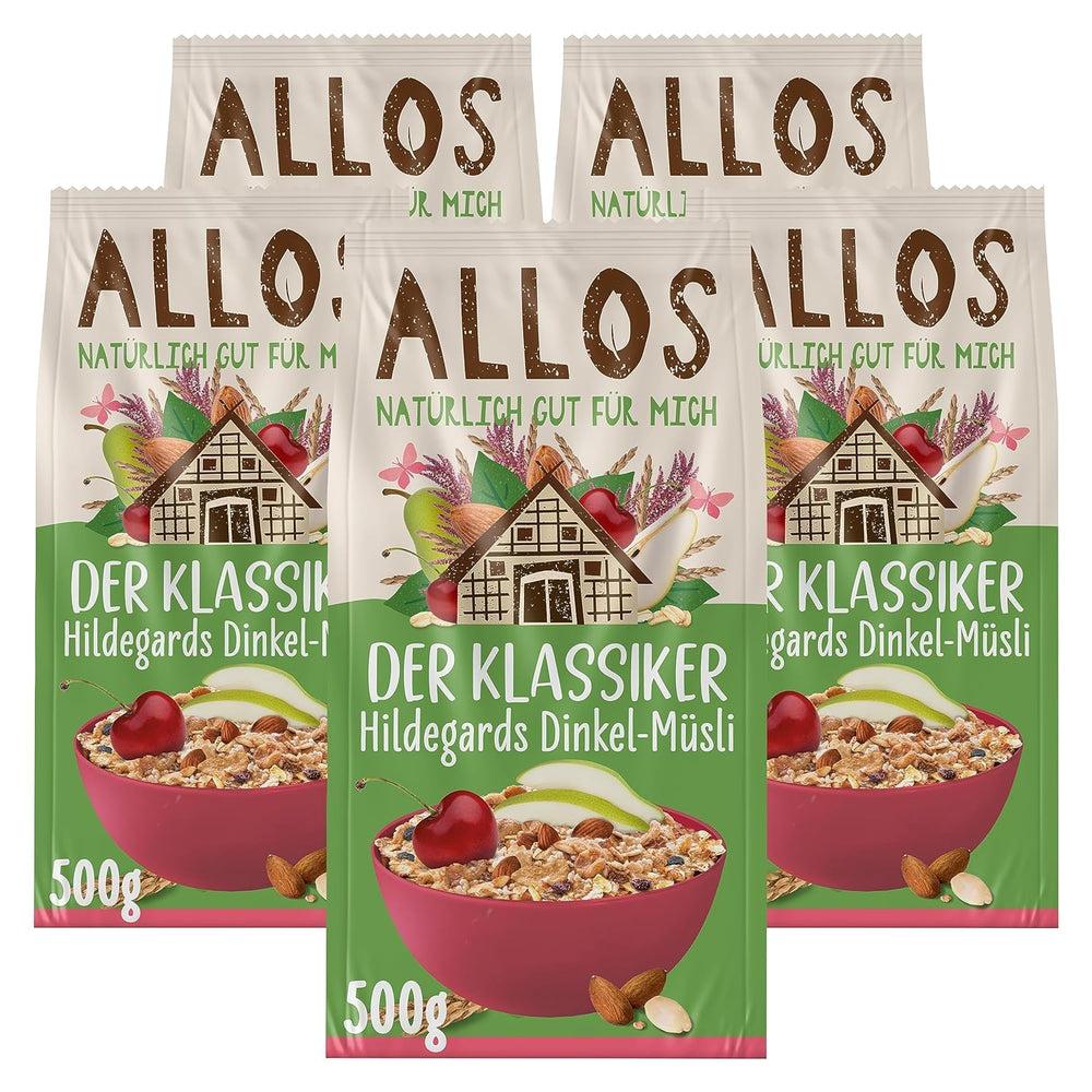 Allos muesli protéiné non sucré | Muesli biologique | Gruau | Céréales pour le petit déjeuner | Vegan (5 x 450g), 1 pièce (paquet de 5)