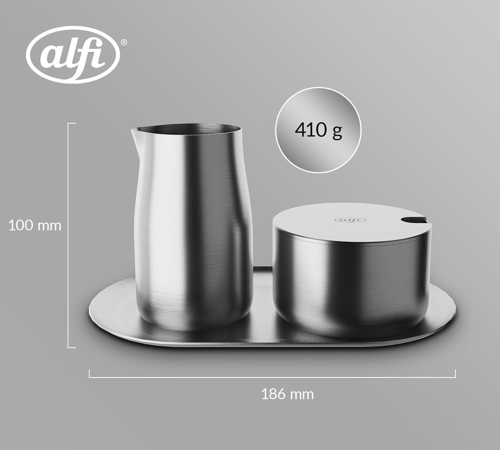 alfi ENSEMBLE À LAIT ET SUCRE, finition mate, ensemble à lait et sucre en acier inoxydable de haute qualité, design élégant, passe au lave-vaisselle, durable