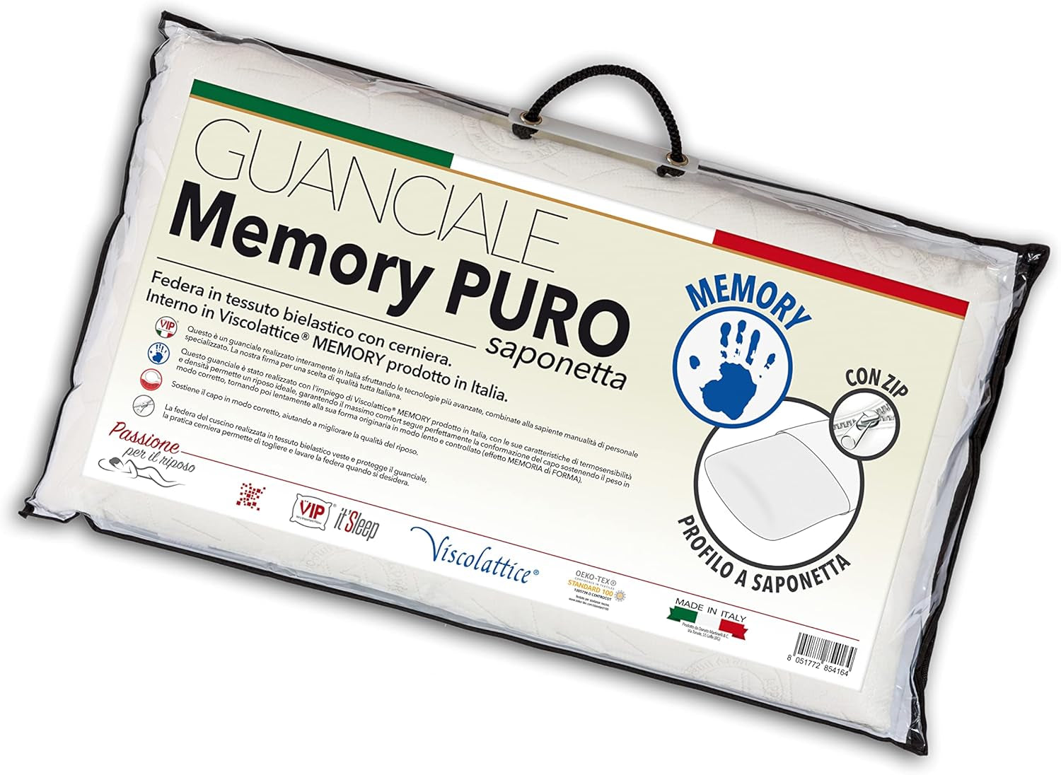 VIP. Oreiller à mémoire de forme très important, blanc, 50 x 80 Naty Shop Oreillers standard Titre par défaut