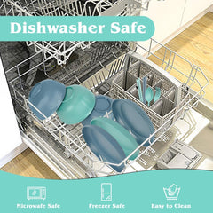 Ensemble de vaisselle de camping 53 pièces pour 4 personnes, vaisselle de camping indestructible pour 4 personnes, ensemble de vaisselle en plastique léger avec sac de transport, assiettes et bols empilables, vaisselle de pique-nique de jardin pour barbecue