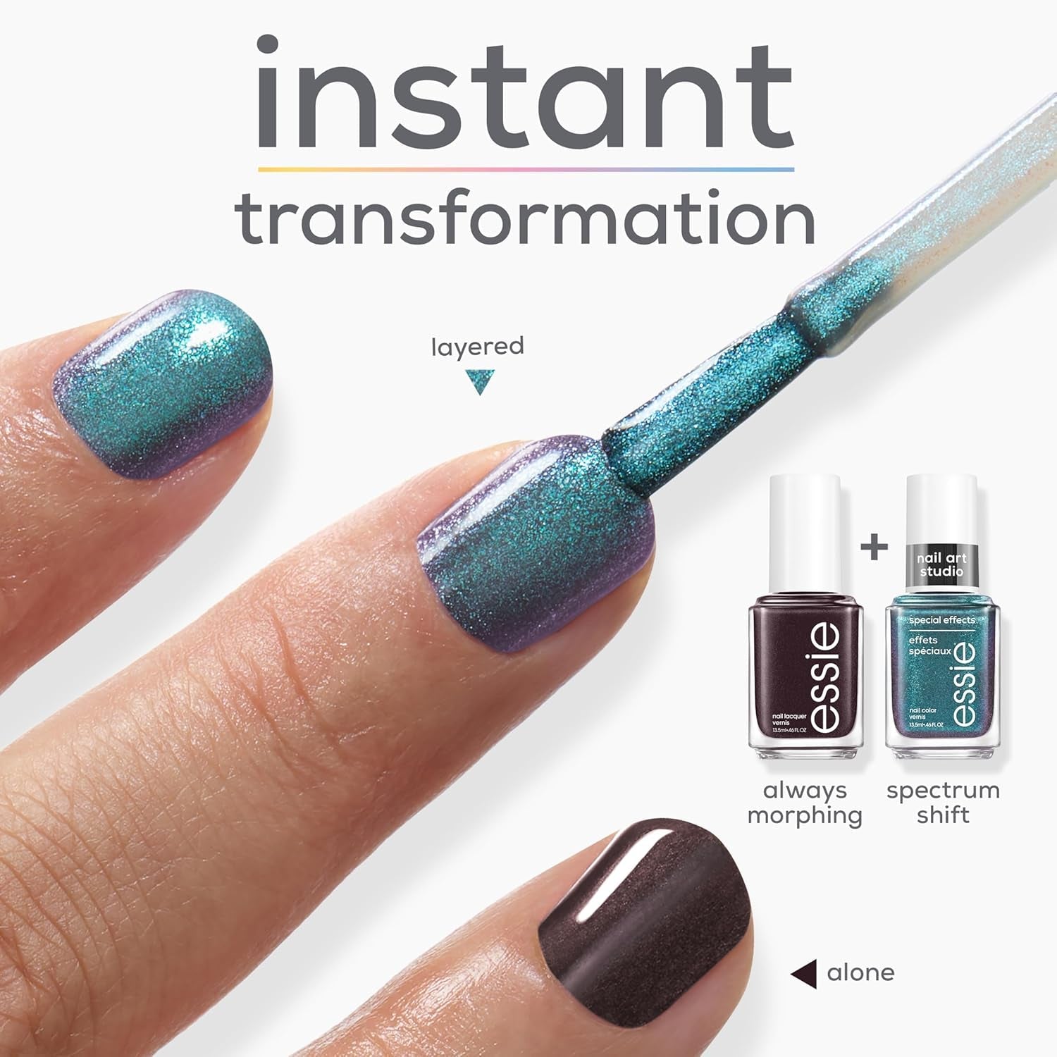 Oja Essie – Nr. 35 Spectrum Shift, ojă cu efect profesional în nuanță albastru-verzui metalic, de înaltă calitate și durabilă, 13,5 ml