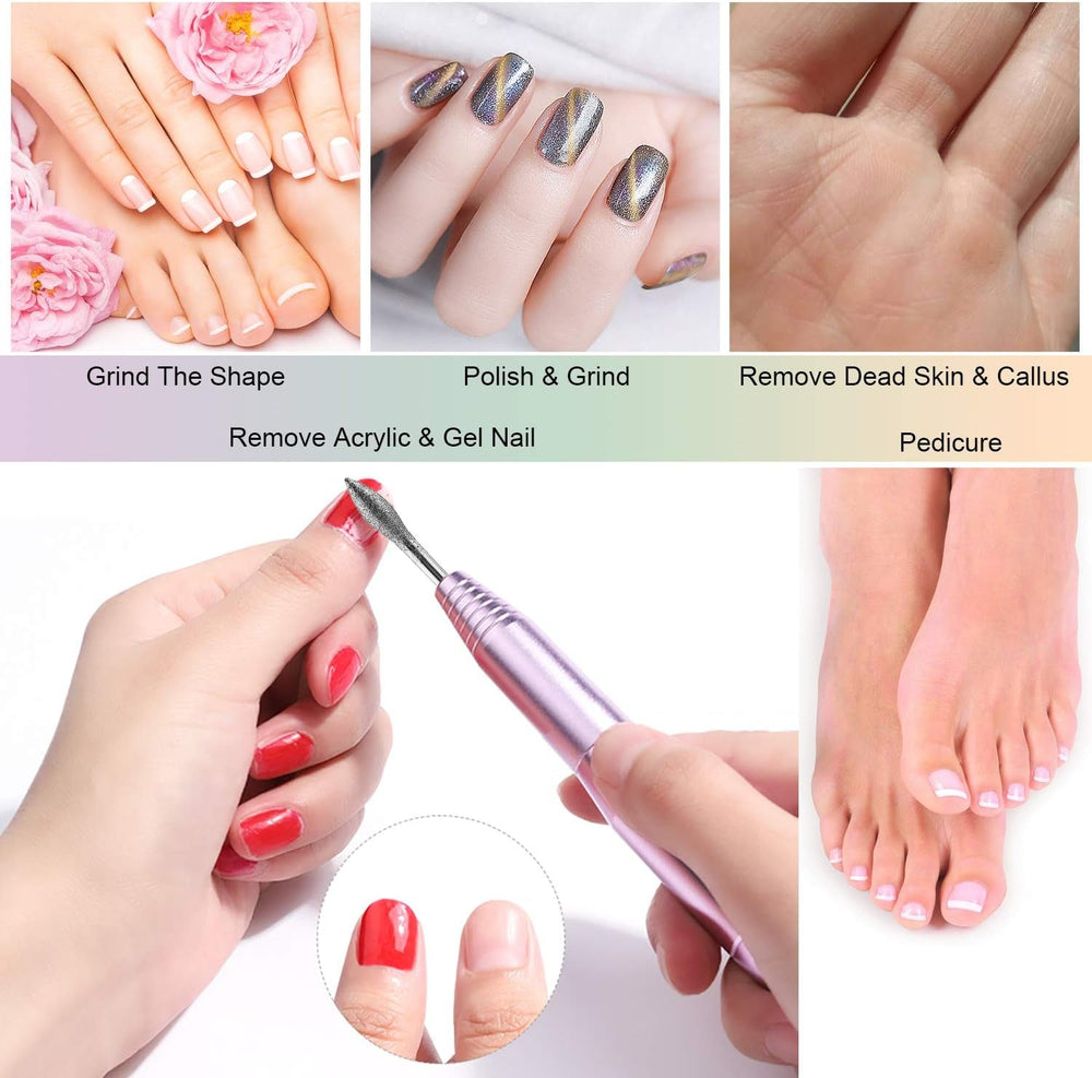 MWOOT Forets à ongles diamantés pour limes à ongles électriques avec manchons de meulage Bandes de meulage Mèches à ongles Accessoires pour ongles artificiels Dissolvant de cuticules