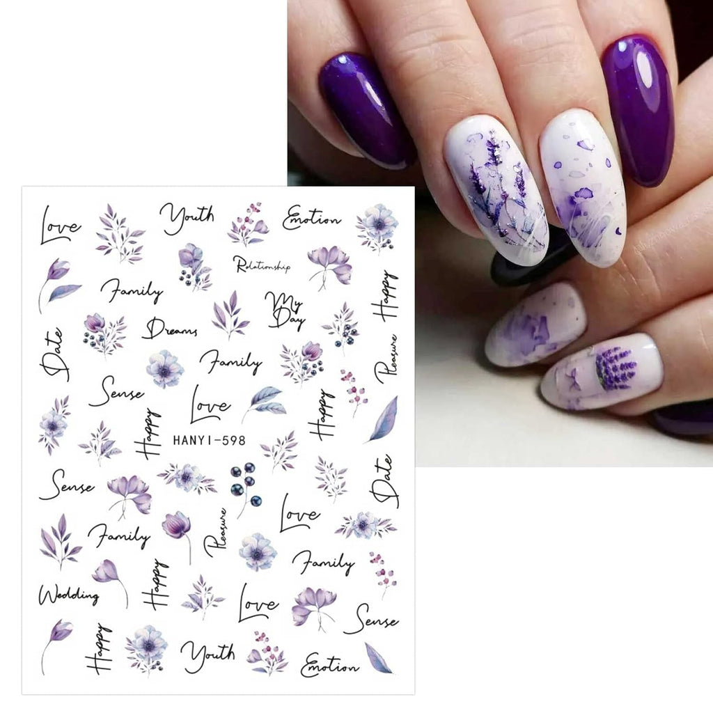 JMEOWIO Nagelsticker Blumen Frühling 9 Blatt Nail Art Sticker Selbstklebend Nagelaufkleber Buntes Sommer Blumen Dekoration Nageldesign Zubehör