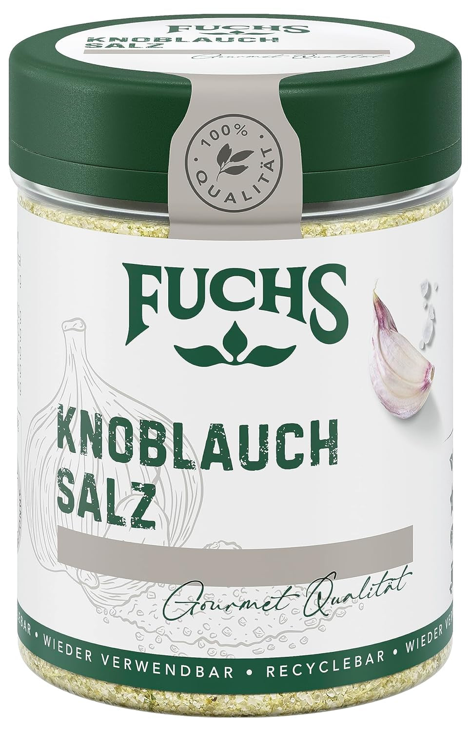 Fuchs Gewürze - Knoblauchsalz - Gewürzsalz für Dips, Saucen und Gemüse - ingrédients naturels - 90 g en dose variable, recyclable