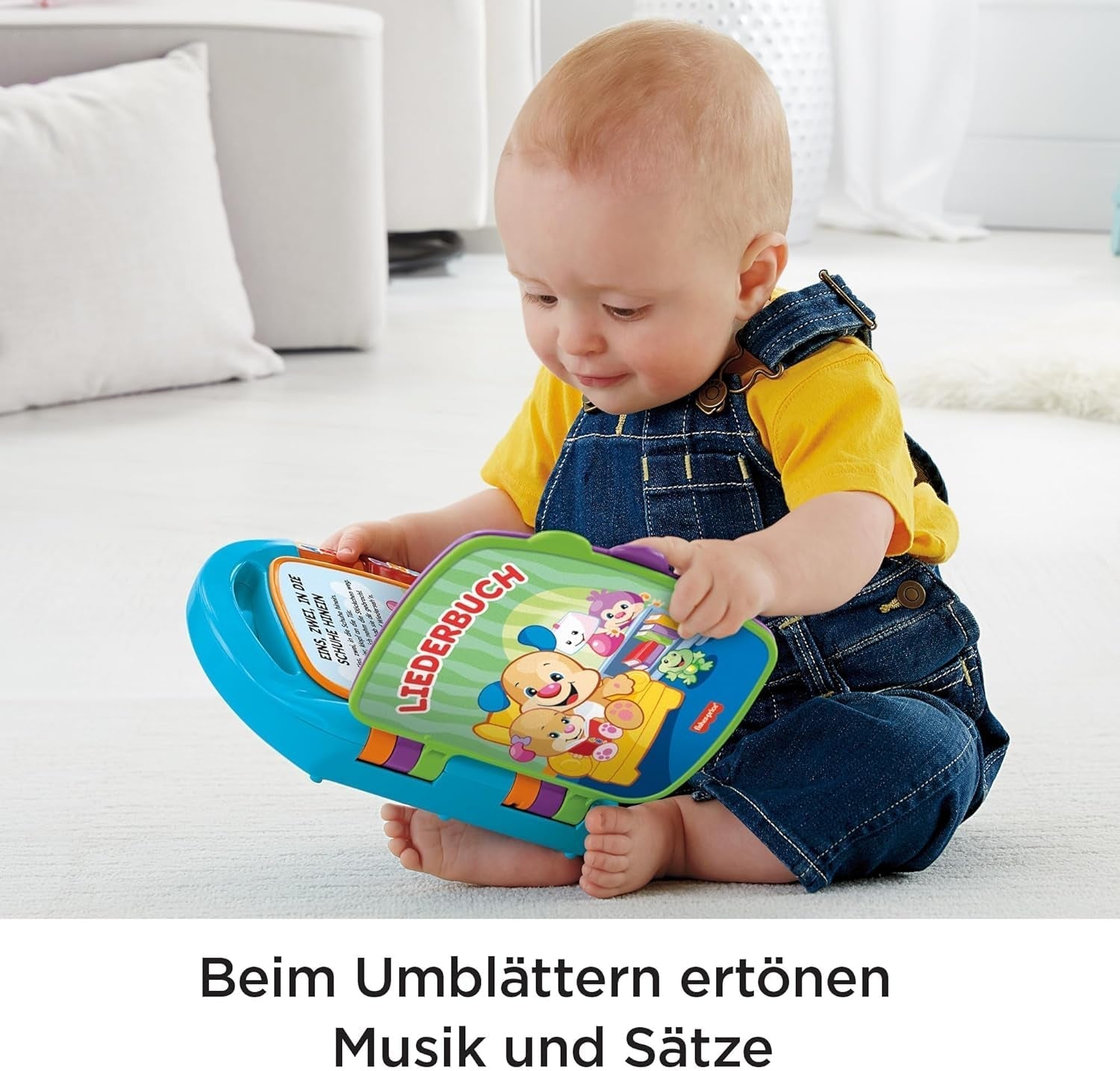 Fisher-Price Learning Fun, Livre de chansons, Livre de musique pour bébé, Jouet musical pour bébé, Livre électronique pour bébé, à partir de 6 mois, Version allemande, CDH40 Baby Toys Naty Shop
