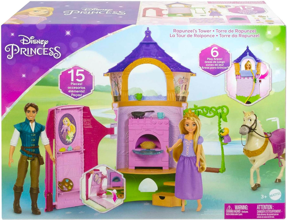 Disney Princess HMV99 - Poupée mobile Raiponce et tour de jeu amusante tout autour, 6 aires de jeux et 15 accessoires, inspirée du film Disney, jouets pour poupées de 3 ans Naty Shop Dolls