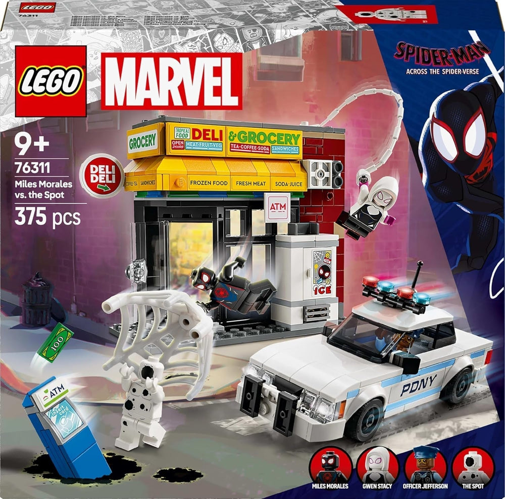 LEGO Marvel Spider-Verse : Miles Morales contre. Spot - Coffret de super-héros avec petite voiture - 4 figurines et supérette - Cadeau pour garçons et filles à partir de 9 ans 76311 Ensembles de construction Besuche den LEGO-Store