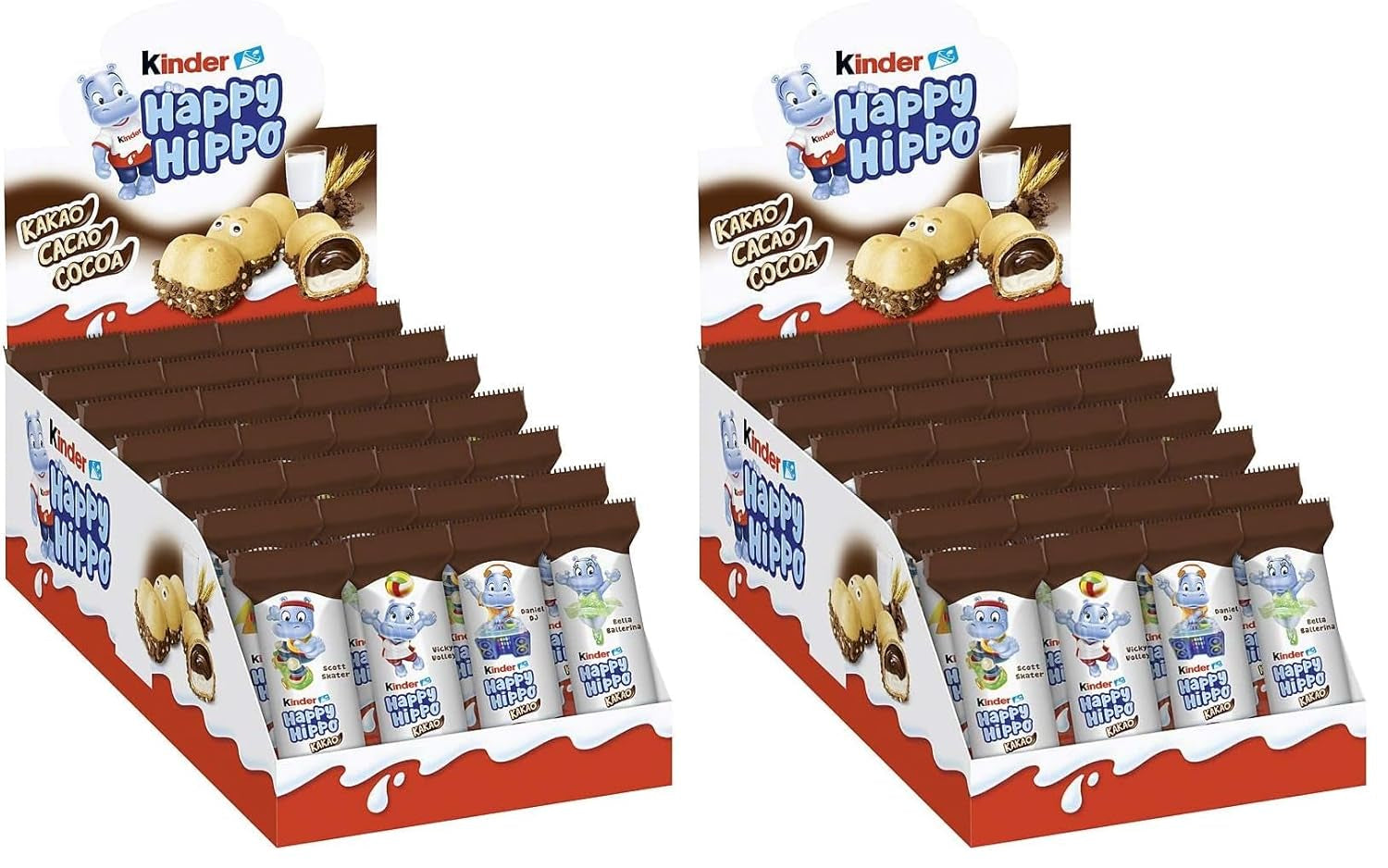 Kinder Happy Hippo Noisette - Spécialité Gaufrettes Croquantes au Lait et Crème de Noisettes - Bonbons Carnaval et Mardi Gras - 1 paquet contenant 5 barres individuelles de 20,7 g chacune