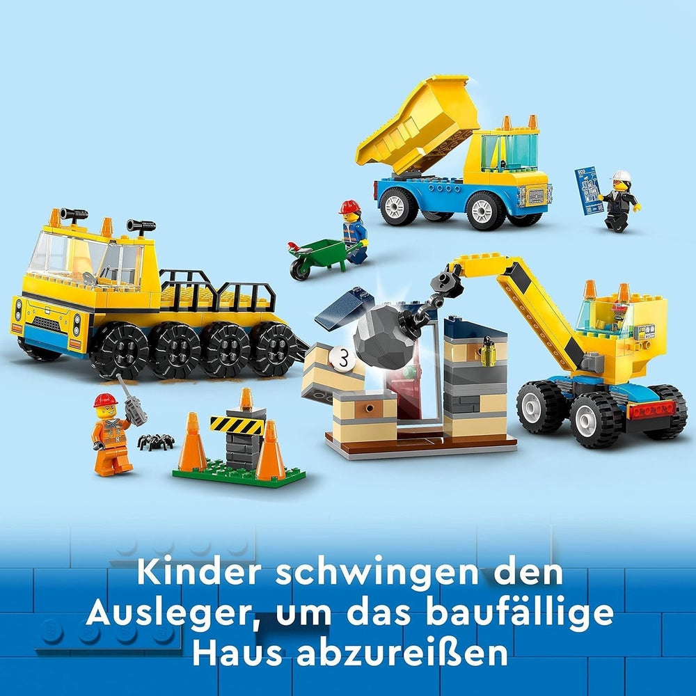 LEGO 60391 City Véhicules de construction et grue à boulets de démolition, pelle, camion-benne et véhicule de transport, jouet éducatif pour enfants à partir de 4 ans Besuche den LEGO-Store