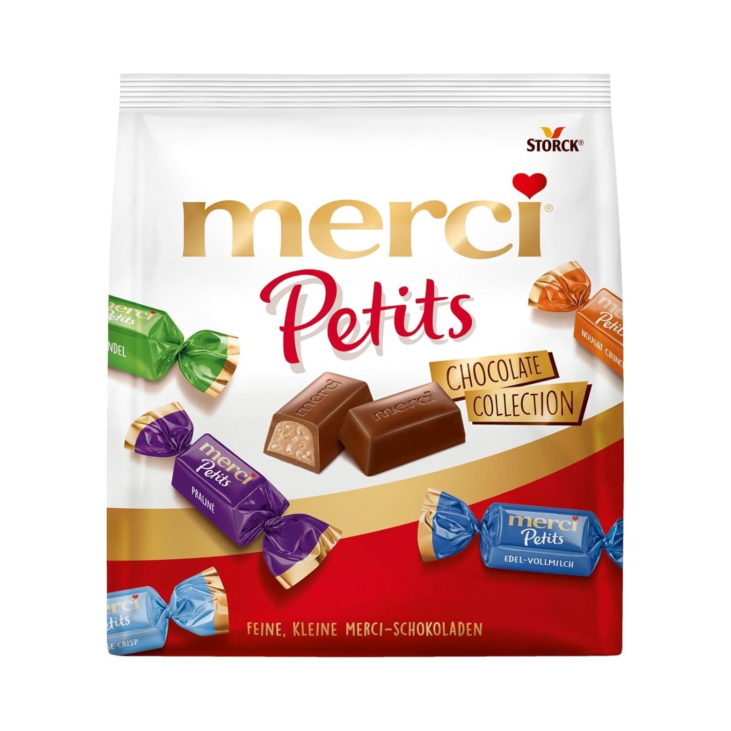 Merci Together - 1 x 175g - Chocolats fourrés en cinq variétés au chocolat au lait fin - Pralines au chocolat à partager et à offrir