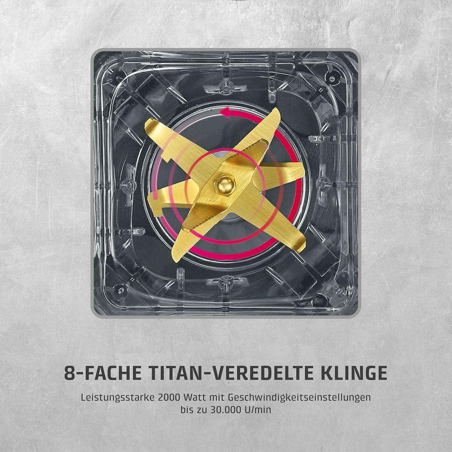 CASO Powerblender B 2000 - Batteur sur socle professionnel, 30 000 tours/min, 2000 watts, mélangeur Tritan (2 L), sans BPA, fonction Pulse, Shake, Smoothie, système de cuisson à 8 voies avec commande Titan Kitchen Naty Shop