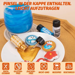 Essbarer Glitzer - 3 Torten Kuchen Deko Essbare, Flüssiges de couleur métallique, Paillettes comestibles pour muffins, cocktails, guimauves - 10 ml Naty Shop