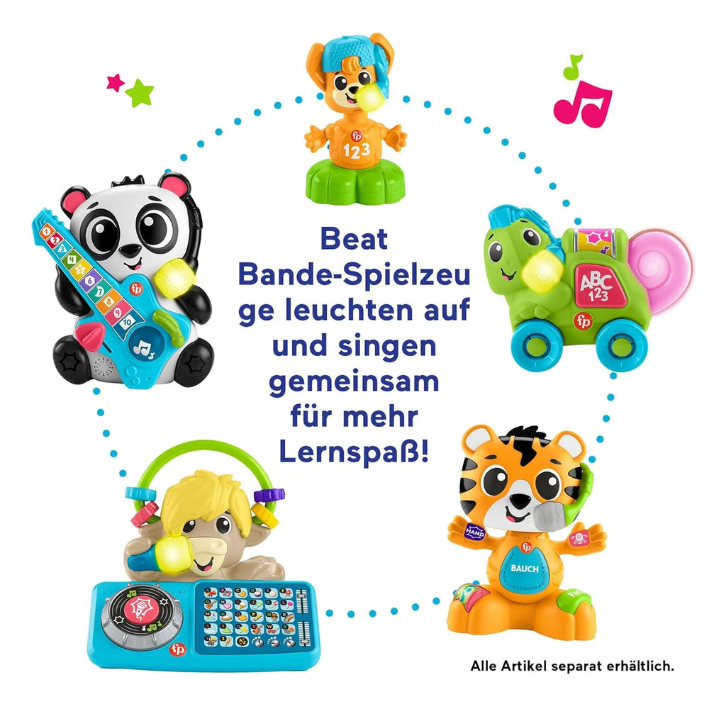 Fisher-Price Beat Bande Lern & Tanz Tiger Justin Jouet éducatif pour bébés et tout-petits avec sons et lumières pour bébés de 9 mois et plus, édition allemande, HYL31 Baby Toys Naty Shop