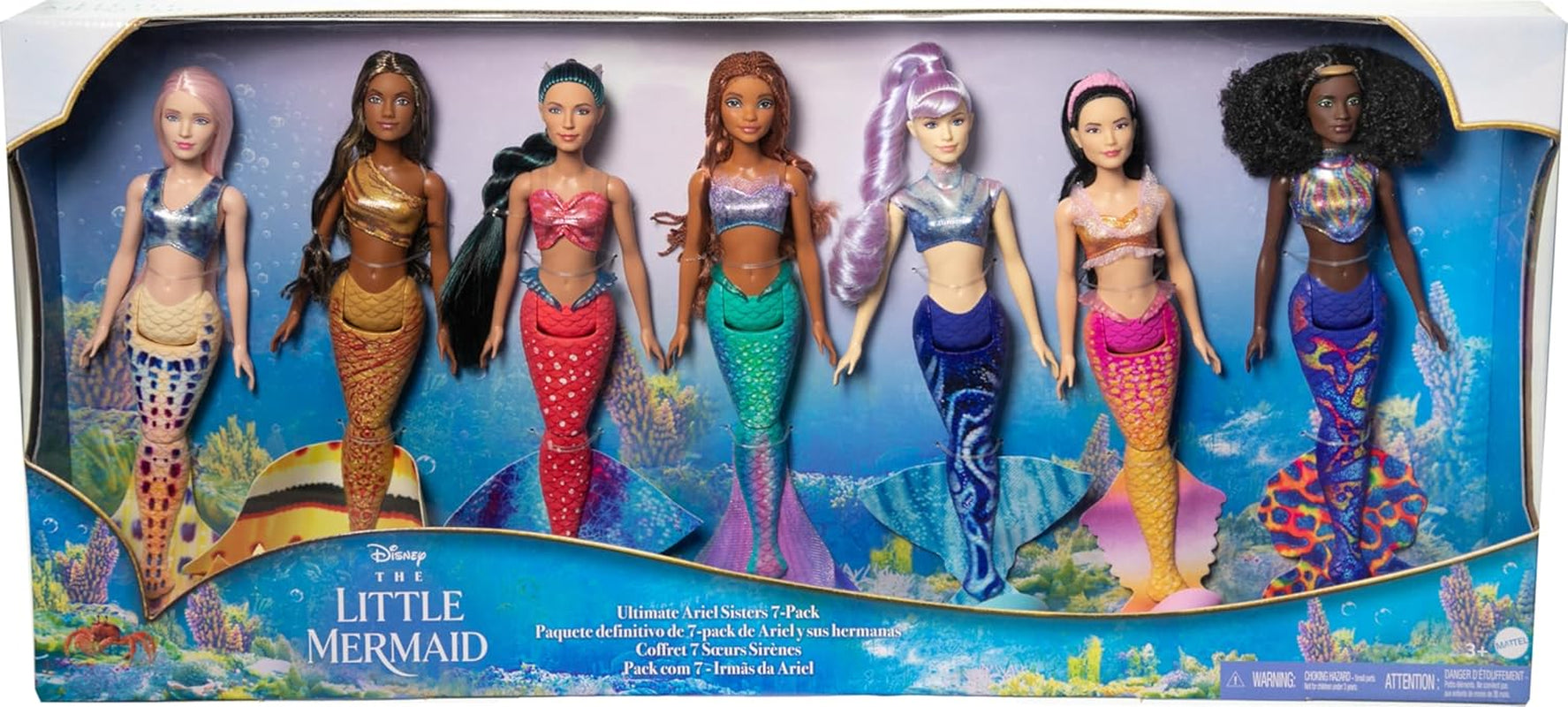 Mattel DISNEY La Petite Sirène - Ariel et ses 6 frères et sœurs, Caspia, Indira, Pearl, Karina, Mala et Tamika, à partir de 3 ans, HPT16