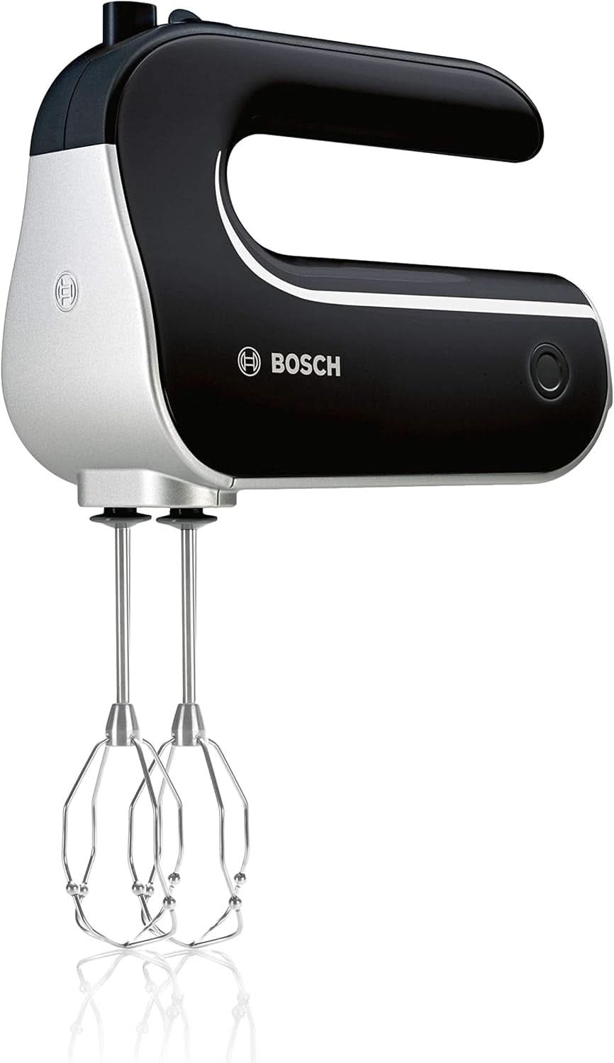 Bosch Handrührer Styline MFQ4835DE, 2X2 Rührbesen, 2 Edelstahl-Nethaken, Spülmaschinengeeignet, 575 W, Weiß Kitchen Naty Shop Schwarz / Chrome