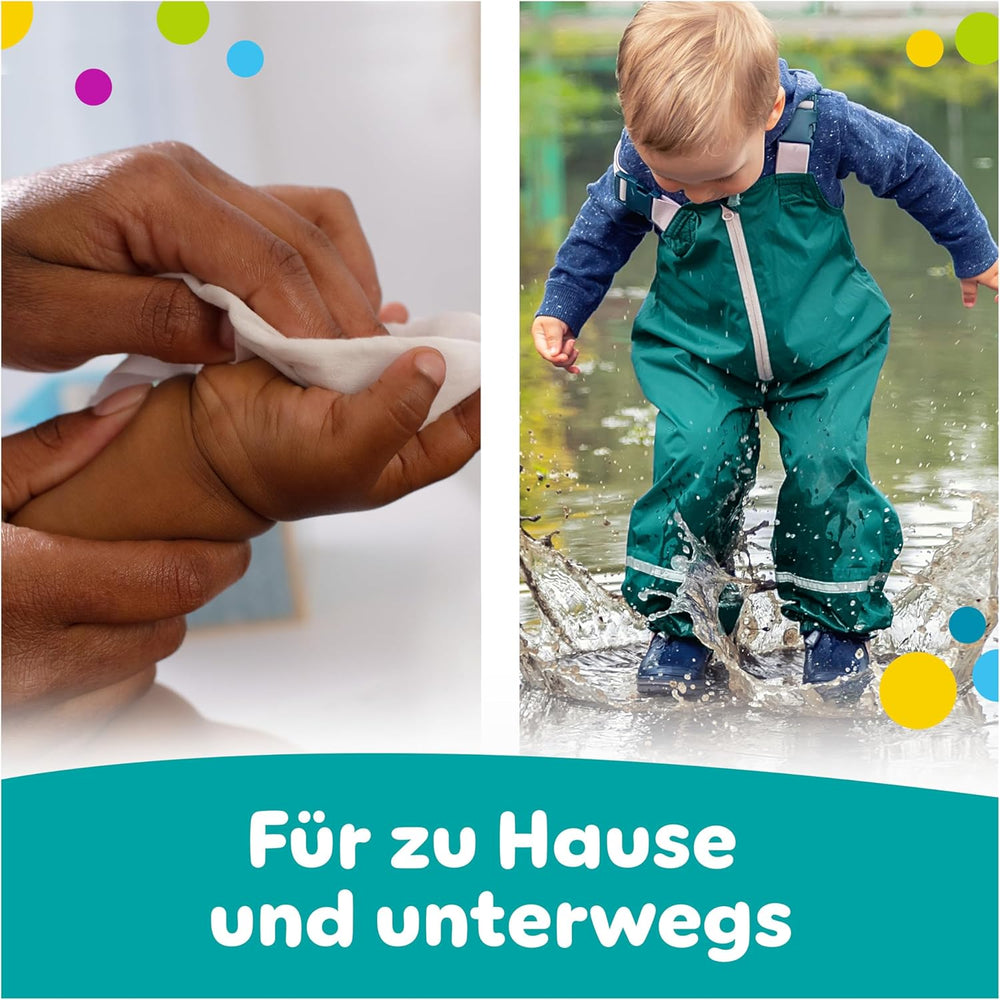 Lingettes humides Pampers Fresh Clean, 12 paquets de 52 lingettes, 624 lingettes au total, parfum léger, convient également aux mains et au visage