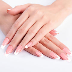 360pcs Ongles Artificiels Ongles Français Moyen Rectangle Faux Ongles Faux Ongles Naturels DIY Faux Ongles Conseils avec Lime à Ongles Presser sur Faux Ongles pour Dames et Femmes