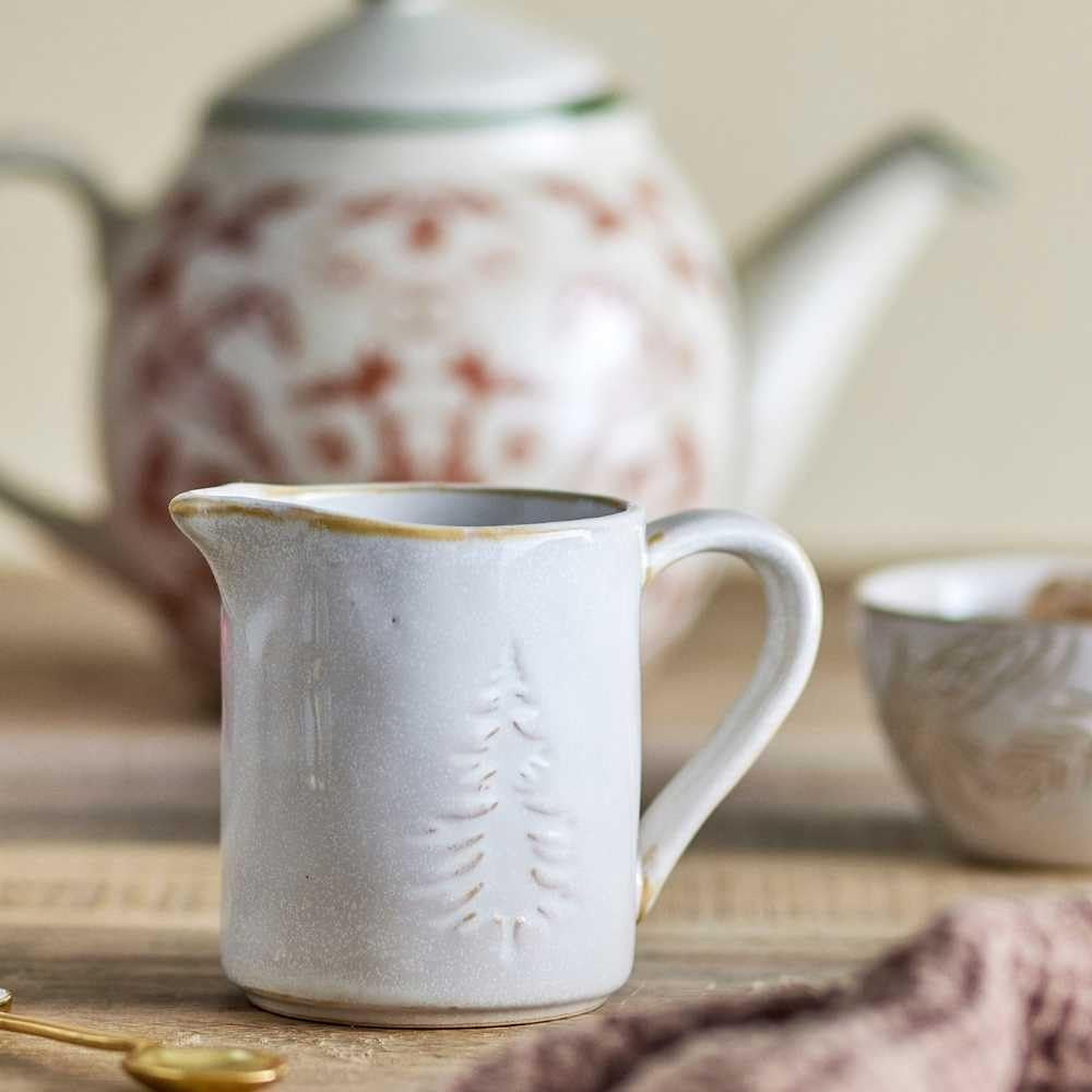 Bloomingville Tasse à lait, blanc d'hiver, arbre de Noël, 145 ml, pour couverts