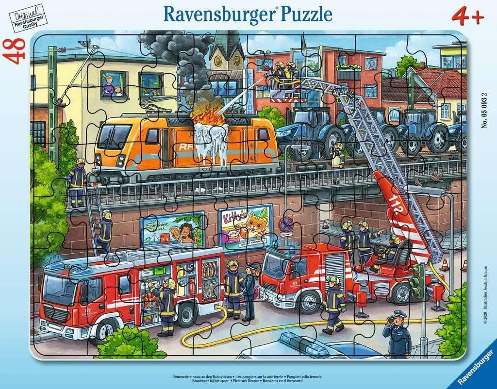 Ravensburger Puzzle pour Enfants - 05093 Opération des Pompiers sur les Voies Ferrées - Puzzle pour Enfants à partir de 4 Ans, avec Puzzle 48 pièces Naty Shop Transport