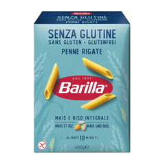 Pâtes Penne Rigate Barilla sans gluten, à base de riz et de maïs – 1 paquet (1 x 400g)