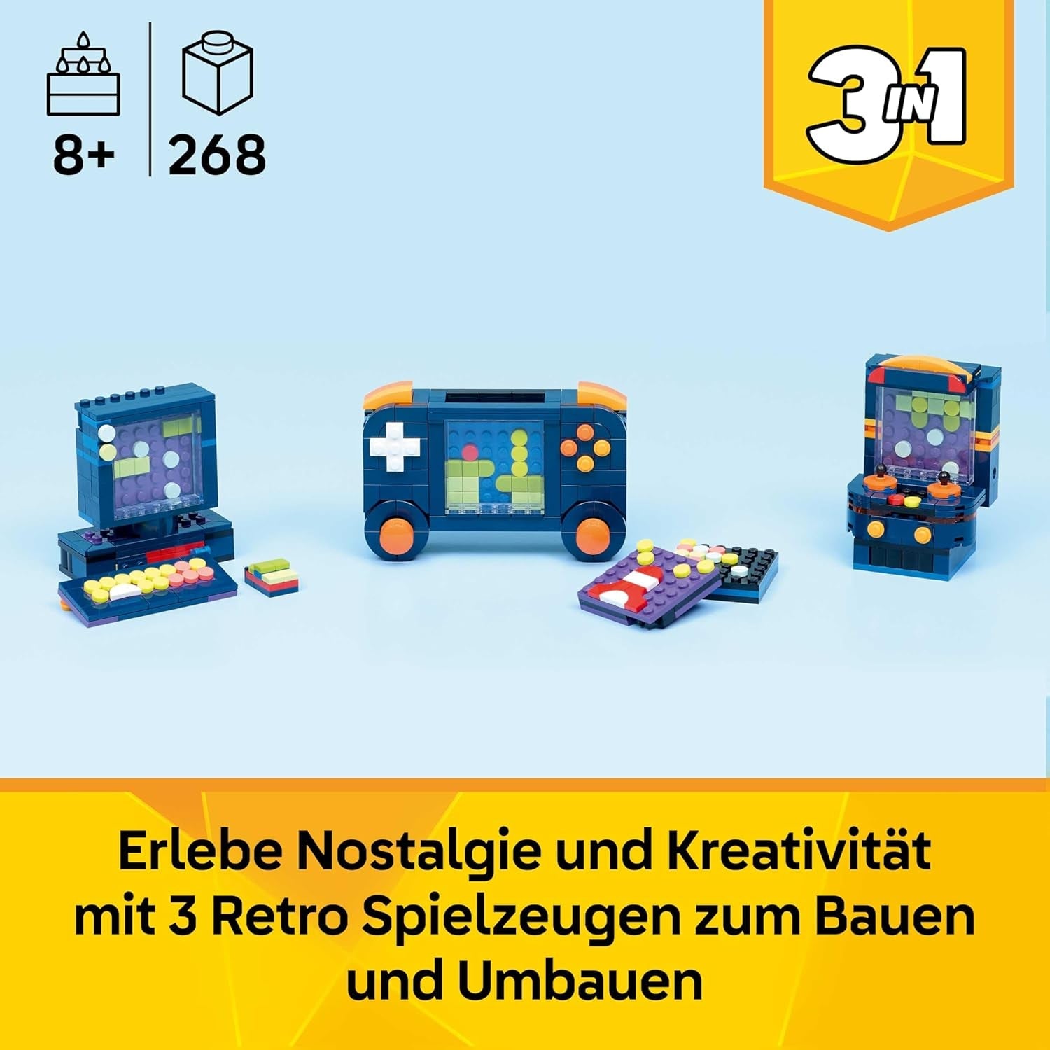 LEGO Creator 3in1 Retro Gaming Console - Transforms into an Arcade Machine or Computer w/Keyboard & Mouse - Gamer Gift Idea for 8+ Year Old Boys & Girls - 31380