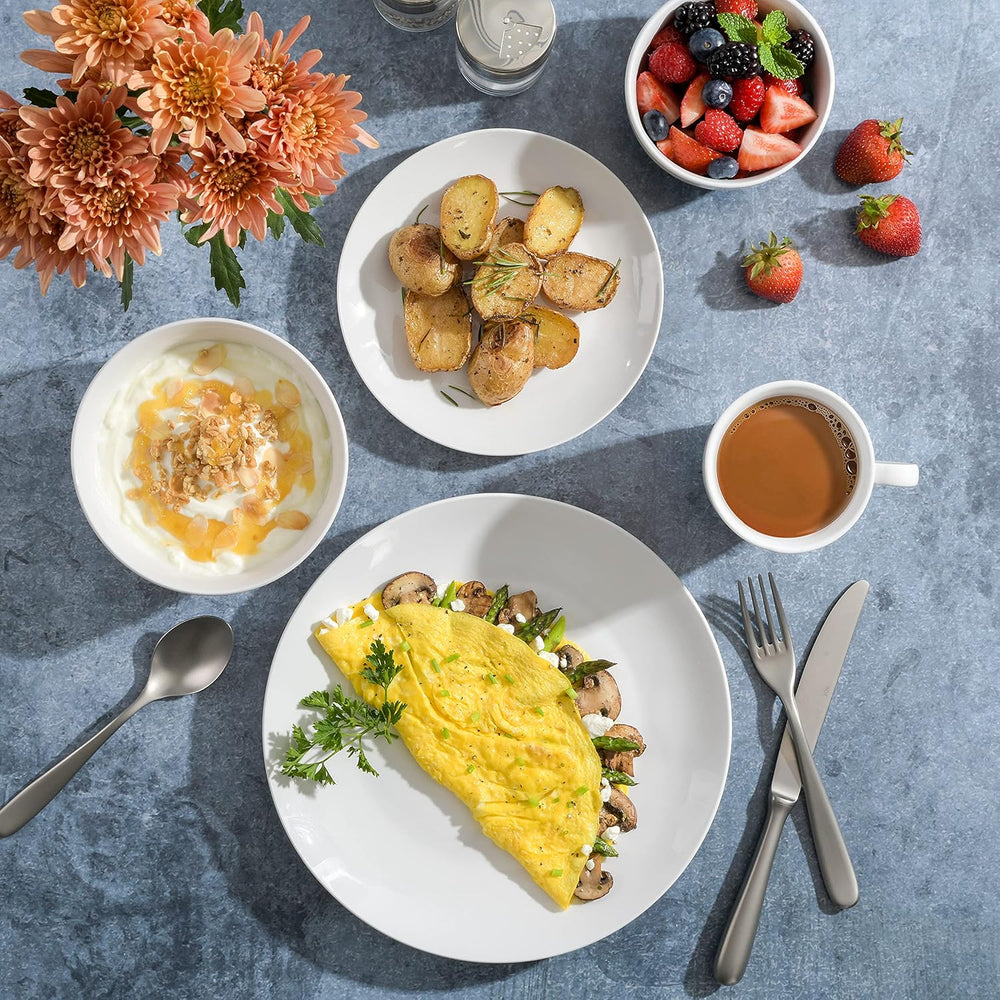 Service de table en porcelaine Zen Buffet, service pour 6 personnes (30 pièces), blanc (tasses)