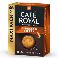 Café Royal Espresso Forte – Capsules de café compatibles Nespresso®, 100% Arabica, corsé, torréfaction moyenne, intensité 9/12, 36 capsules