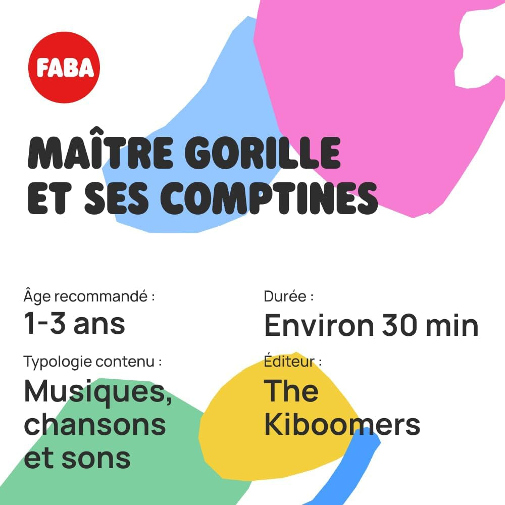 Figure sonore, Maître Gorille et ses paroles, musiques, chants et sons, enfants 2-4 ans, version française Jucarii Bebe Naty Shop