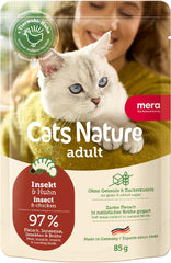 MERA Cats Nature Insect Premium Katzenfutter Nass 12x85g | sans Zucker et Getreide| Nachhaltig & mit viel Insektenprotein | Katzennassfutter adulte